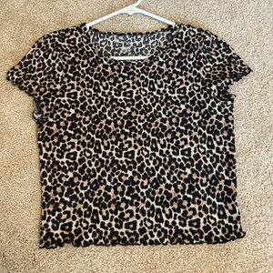 Cheetah cropped t shirt (waffle material). Size small